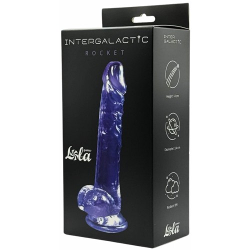 Прозрачный фаллос с мошонкой Intergalactic Rocket Purple