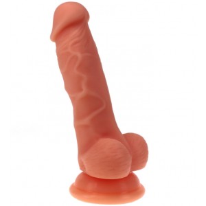 Фаллоимитатор с мошонкой на присоске, телесный  (иной угол)