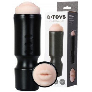 Мастурбатор,черный/телесный, рот, TOYFA A-Toys,24cm, 7,6 cm