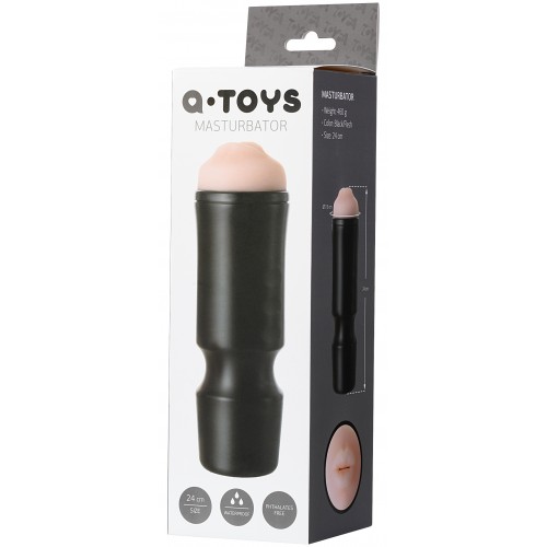 Мастурбатор,черный/телесный, рот, TOYFA A-Toys,24cm, 7,6 cm