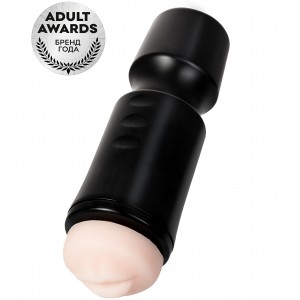 Мастурбатор,черный/телесный, рот, TOYFA A-Toys,24cm, 7,6 cm (иной угол)