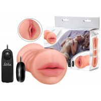 Двойной мастурбатор с вибрацией ротик с зубками и вагина Satisfaction Lucky Charm