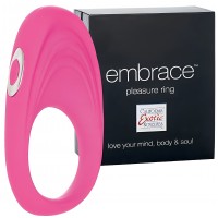 Розовое эрекционное виброкольцо Embrace Pleasure Rings