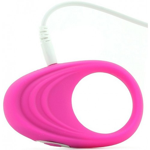 Розовое эрекционное виброкольцо Embrace Pleasure Rings