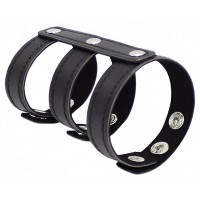 Ремешок-утяжка на пенис из натуральной кожи черный