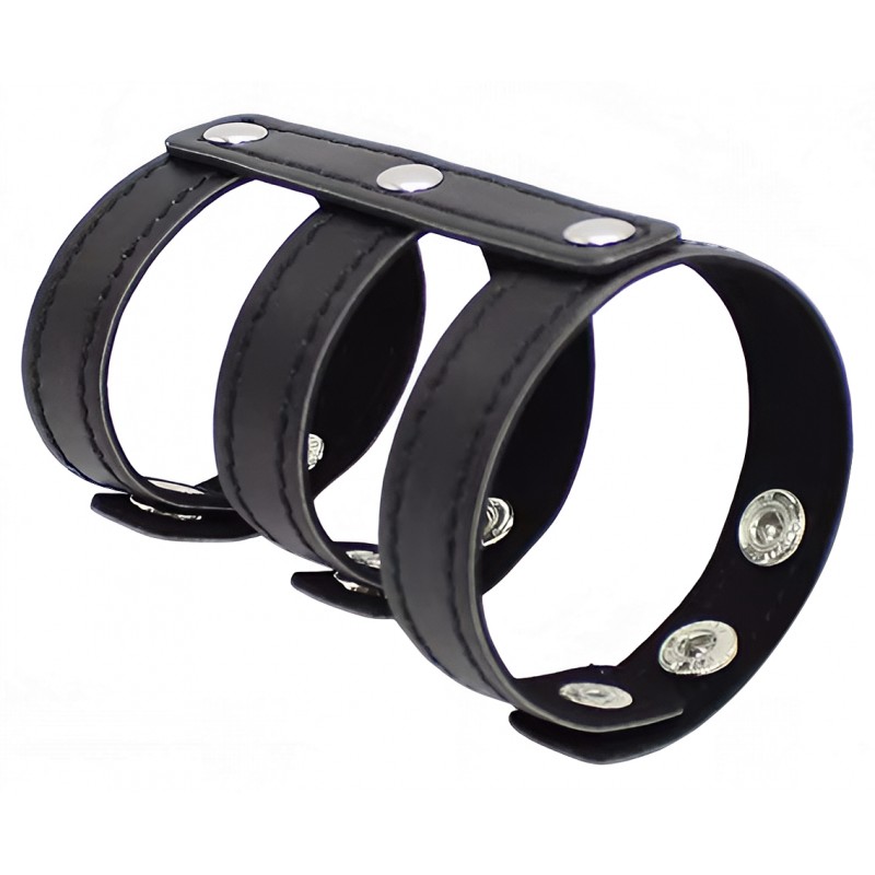 Ремешок-утяжка на пенис из натуральной кожи черный