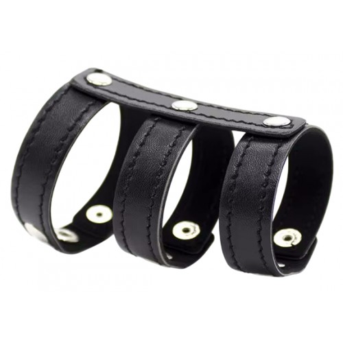 Ремешок-утяжка на пенис из натуральной кожи черный