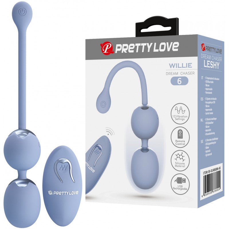 Вагинальные шарики с вибрацией Pretty Love Willie с пультом ДУ сиреневые