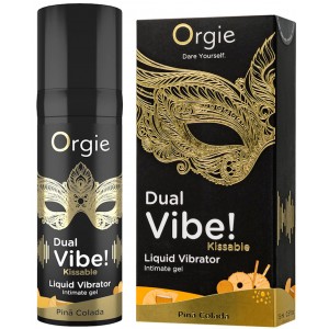Съедобный гель с эффектом вибрации Orgie DUAL VIBE! - KISSABLE, со вкусом пина колада, 15 мл