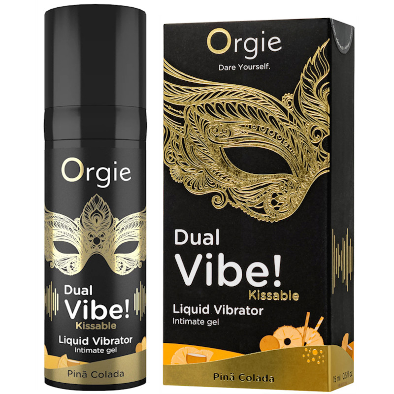 Съедобный гель с эффектом вибрации Orgie DUAL VIBE! - KISSABLE, со вкусом пина колада, 15 мл