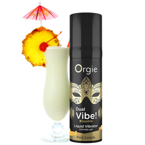 Съедобный гель с эффектом вибрации Orgie DUAL VIBE! - KISSABLE, со вкусом пина колада, 15 мл