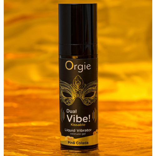 Съедобный гель с эффектом вибрации Orgie DUAL VIBE! - KISSABLE, со вкусом пина колада, 15 мл