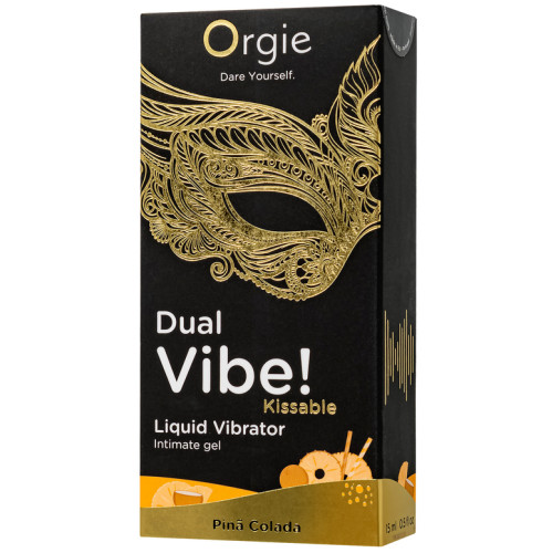 Съедобный гель с эффектом вибрации Orgie DUAL VIBE! - KISSABLE, со вкусом пина колада, 15 мл