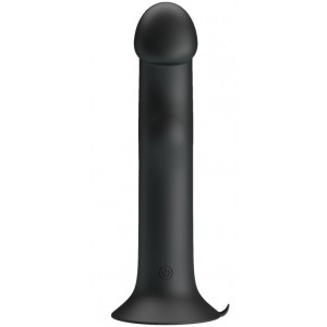 Универсальный черный вибратор с мощной присоской и пульсацией Murray 19 см (иной угол)