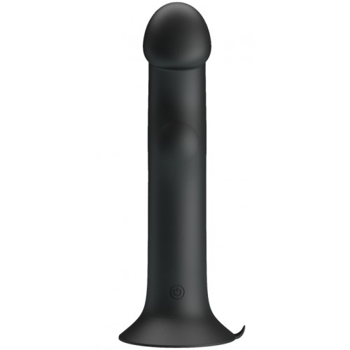 Универсальный черный вибратор с мощной присоской и пульсацией Murray 19 см