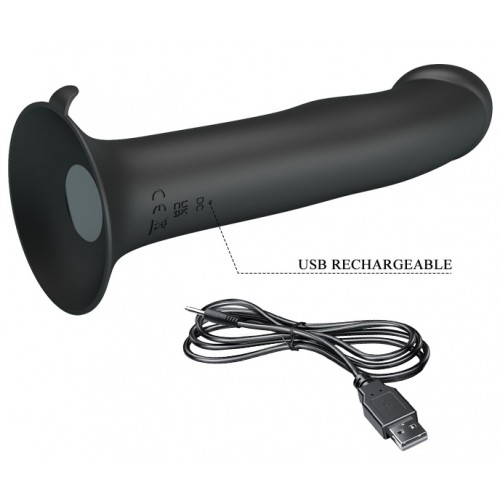 Универсальный черный вибратор с мощной присоской и пульсацией Murray 19 см