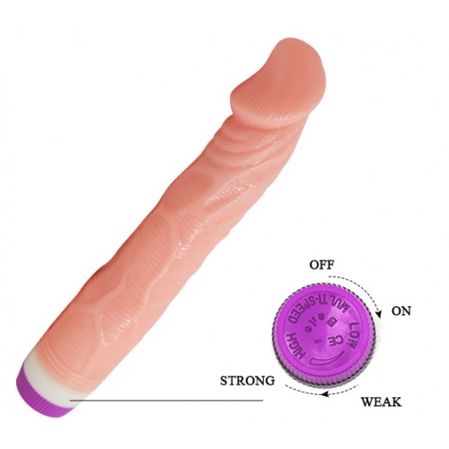 Телесный вибратор с ярко выраженной головкой