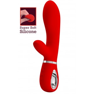 Перезаряжаемый вибратор с клиторальным стимулятором Pretty Love Thomas красный (иной угол)