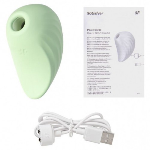 Вакуумно-волновой стимулятор с вибрацией Satisfyer Pearl Diver зеленый
