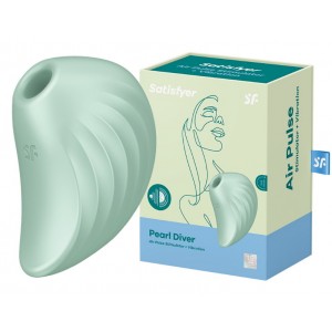 Вакуумно-волновой стимулятор с вибрацией Satisfyer Pearl Diver зеленый
