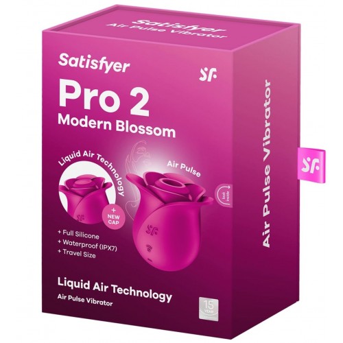 Вакуум-волновой стимулятор клитора Satisfyer Pro 2 Modern Blossom, силикон, бордовый, 6,6 см