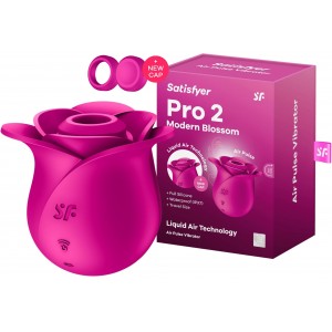 Вакуум-волновой стимулятор клитора Satisfyer Pro 2 Modern Blossom, силикон, бордовый, 6,6 см