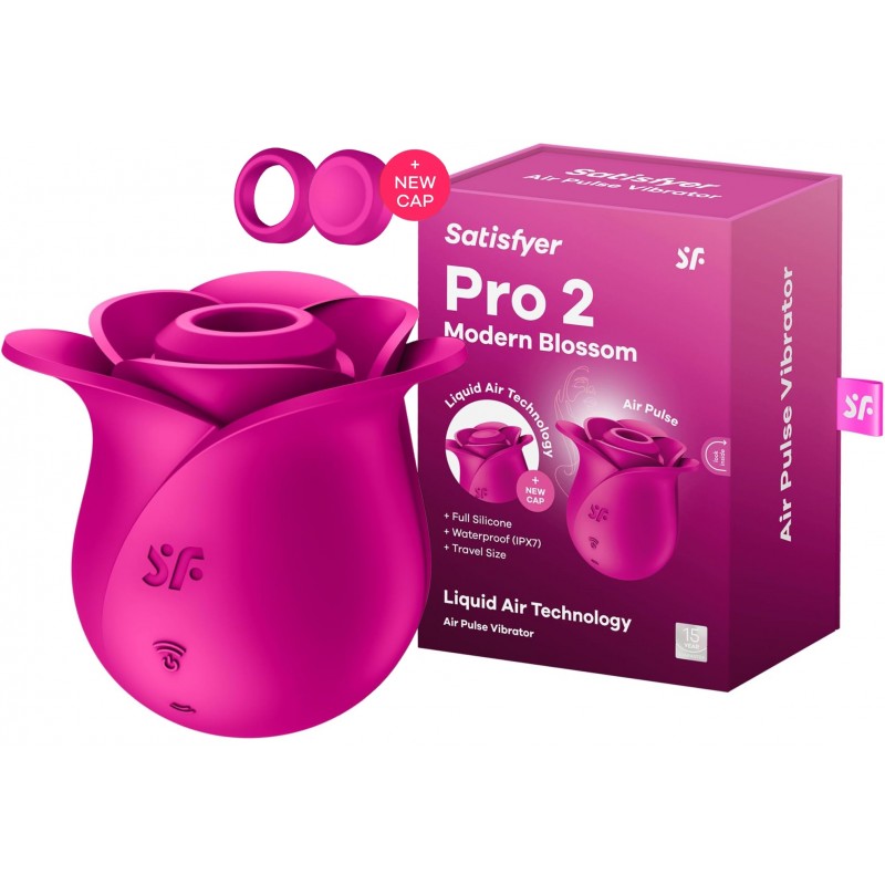 Вакуум-волновой стимулятор клитора Satisfyer Pro 2 Modern Blossom, силикон, бордовый, 6,6 см