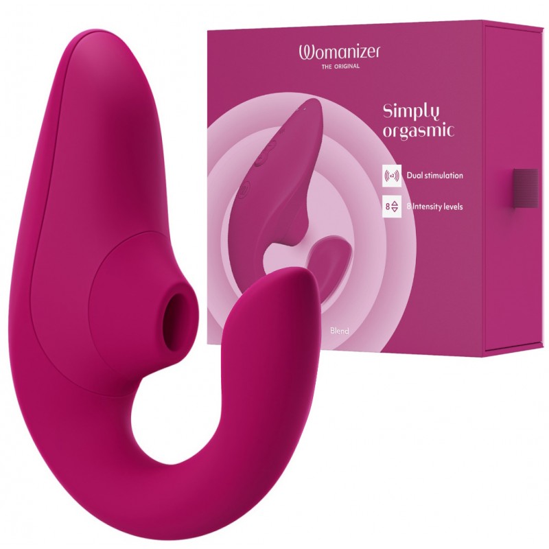 МЯГКАЯ ВАКУУМНАЯ УПАКОВКА Бесконтактный вакуумно-волновой стимулятор клитора с вибрацией и вагинальным отростком Womanizer Blend малиновый
