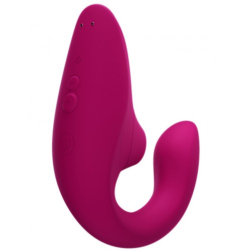 МЯГКАЯ ВАКУУМНАЯ УПАКОВКА Бесконтактный вакуумно-волновой стимулятор клитора с вибрацией и вагинальным отростком Womanizer Blend малиновый