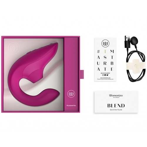 МЯГКАЯ ВАКУУМНАЯ УПАКОВКА Бесконтактный вакуумно-волновой стимулятор клитора с вибрацией и вагинальным отростком Womanizer Blend малиновый