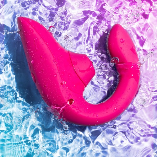 МЯГКАЯ ВАКУУМНАЯ УПАКОВКА Бесконтактный вакуумно-волновой стимулятор клитора с вибрацией и вагинальным отростком Womanizer Blend малиновый