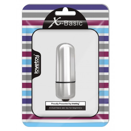Серебряная вибропуля с 10 режимами вибрации X-Basic Lovetoy