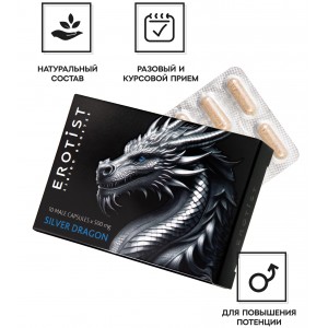 Мужские капсулы для усиления эрекции Erotist Silver Dragon 10 капсул (иной угол)