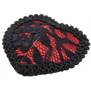 Кружевные пэстисы в форме сердца красно-черные (иной угол)