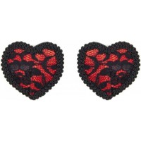 Кружевные пэстисы в форме сердца красно-черные