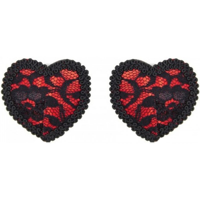 Кружевные пэстисы в форме сердца красно-черные