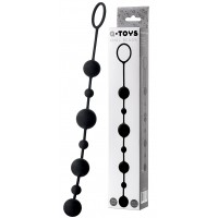 Анальная цепочка Toyfa A-toys с шариками, силикон, черный, 35,9см