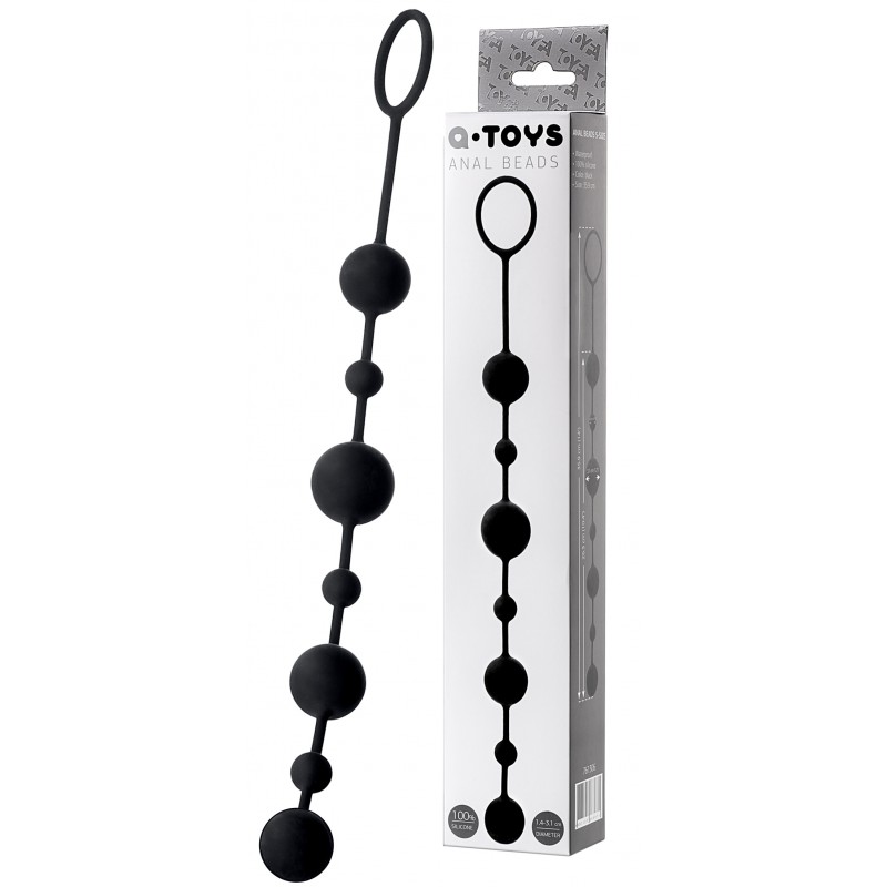 Анальная цепочка Toyfa A-toys с шариками, силикон, черный, 35,9см