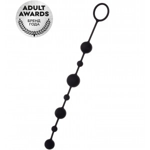 Анальная цепочка Toyfa A-toys с шариками, силикон, черный, 35,9см (иной угол)