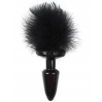 Силиконовая анальная пробка с черным хвостиком 19 см