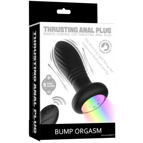 Анальная вибровтулка с возвратно-поступательной функцией и LED-подсветкой Secwell Plug с пультом ДУ