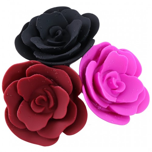 Силиконовая анальная пробка Роза фиолетовая