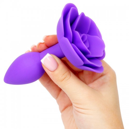 Силиконовая анальная пробка Роза фиолетовая