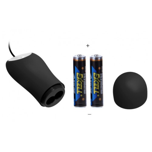 Анальная елочка черного цвета с проводным пультом и 12 режимами вибрации