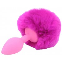 Силиконовая анальная пробка с малиновым хвостиком