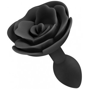 Черная анальная втулка Роза L (иной угол)