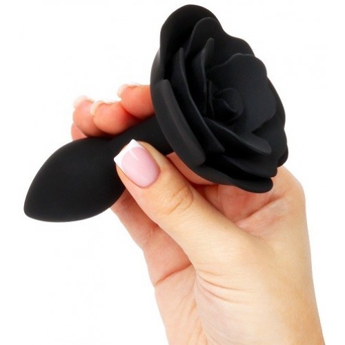 Черная анальная втулка Роза L