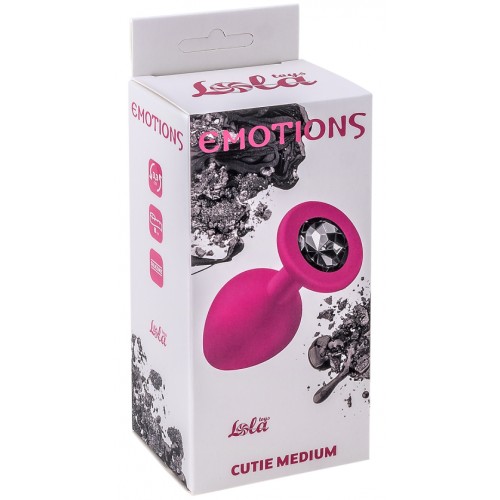 Анальная пробка Emotions Cutie Medium Pink Black Crystal