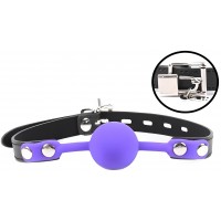 Кляп-шар силиконовый черно-синий на замочке