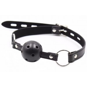 Черный кляп-шар БДСМ (иной угол)